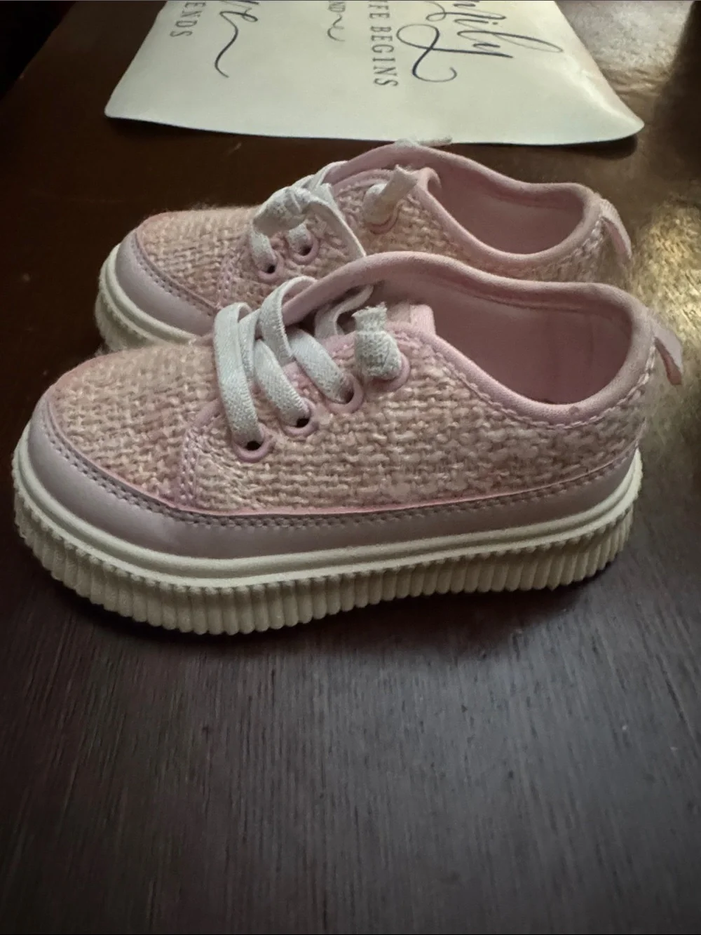 Carter's Pastel Pink Knit Lace-Up Toddler Sneakers size 5
